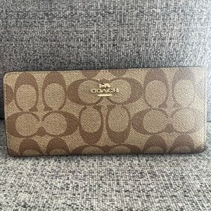Coach Slim Wallet In Signature Canvas
